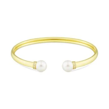 Honora | Cultured Freshwater Pearl (8mm) & Diamond (1/20 ct. t.w.) Cuff Bangle Bracelet in 14k Gold-Plated Sterling Silver,商家Macy's,价格¥2619