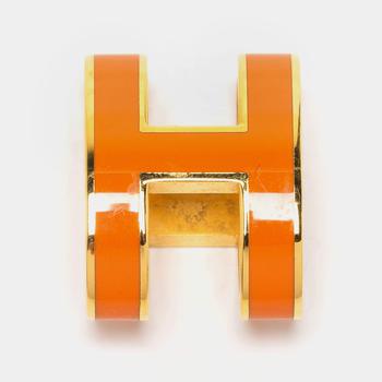 [二手商品] Hermes | Hermès Orange Lacquer Gold Plated Pop H Pendant商品图片,