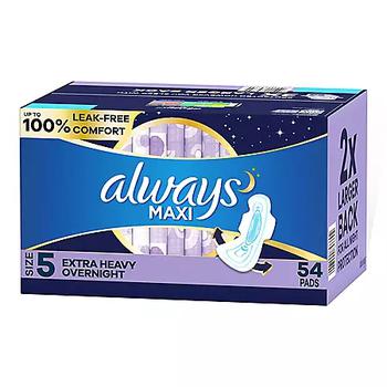 商品Always | Always Maxi Extra Heavy Overnight Pads, Unscented - Size 5 (54 ct.),商家Sam's Club,价格¥100图片