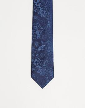 商品ASOS DESIGN slim tie in navy tonal floral图片