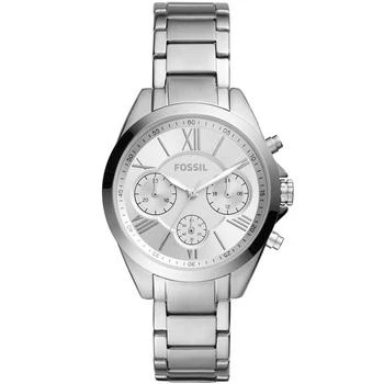 Fossil | Women's Modern Courier Chronograph Stainless Steel Silver-Tone Watch 36mm 6.9折, 独家减免邮费