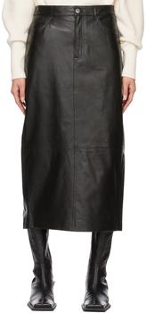FRAME | Black Leather Midi Skirt商品图片,4.7折, 独家减免邮费
