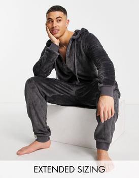 ASOS | ASOS DESIGN lounge onesie in charcoal fleece商品图片,8折