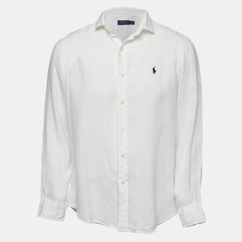 推荐Polo Ralph Lauren White Linen Button Front Shirt M商品