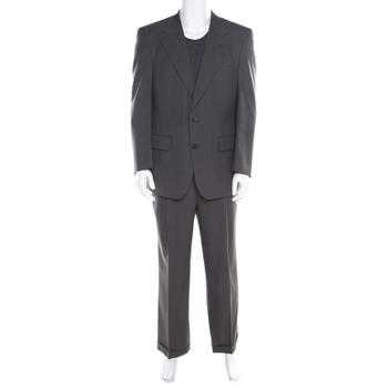 商品Burberrys Grey Patterned Wool Suit XL图片