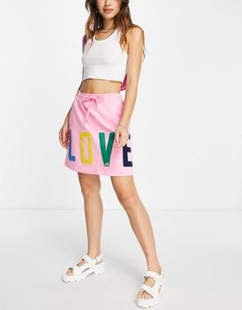 推荐Love Moschino logo jersey mini skirt in pink商品