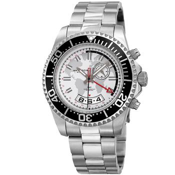 推荐Silver and White Dial GMT Stainless Steel Mens Watch AK955SS商品