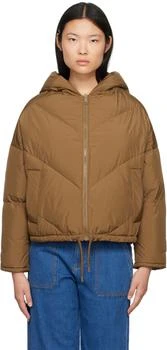 Yves Salomon | Brown Hooded Reversible Down Jacket 3.7折