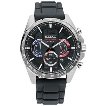 Seiko | Men's Essentials Chronograph Black Silicone Strap Watch 43.9mm商品图片,