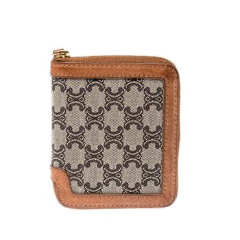 celine bag真假, [二手商品] Celine | Celine Brown/Grey Canvas and Leather Macadam Compact Wallet商品图片 4.8折