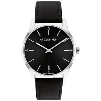 手表男ck真假, Calvin Klein | Men's Swiss Dressed Black Leather Strap Watch 40mm商品图片 