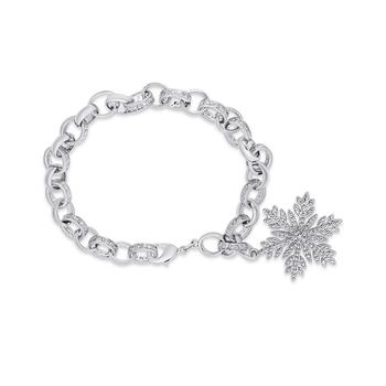 商品Diamond Accent Snowflake Charm Bracelet in Silver Plate图片
