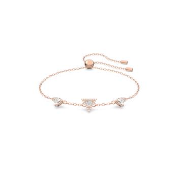 施华洛世奇手链直邮, Swarovski | Ortyx bracelet triangle cut white rose gold-tone plated商品图片 