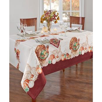 商品Elrene | Holiday Turkey Bordered Fall Tablecloth,商家Macy's,价格¥323图片