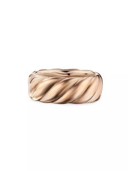 David Yurman | Sculpted Cable Contour Band Ring in 18K Rose Gold, 9MM,商家Saks Fifth Avenue,价格¥22879