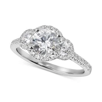 Macy's | Swarovski Zirconia Three-Stone Halo Ring in 14k White Gold,商家Macy's,价格¥3250