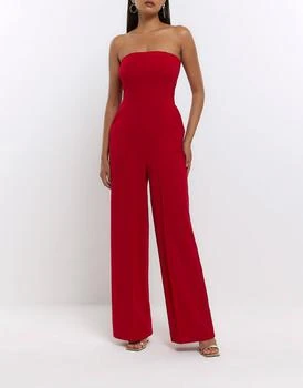 River Island | River Island Bandeau jumpsuit in red 