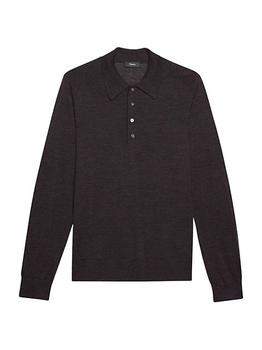 Theory | Long-Sleeve Heathered Polo Shirt商品图片,4折起
