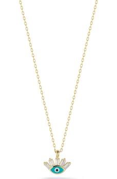 商品Sphera Milano | 14K Gold Plated Sterling Silver & CZ Evil Eye Pendant Necklace,商家Nordstrom Rack,价格¥189图片