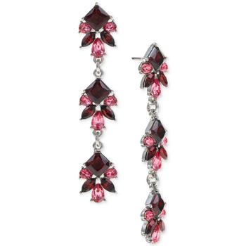 Charter Club | Silver-Tone Color Crystal & Stone Cluster Linear Drop Earrings, Created for Macy's商品图片,