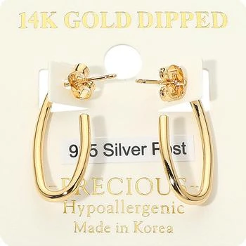 FASHNZFAB | 14K Gold Dipped Hypoallergenic U Shaped Hoop Earrings - Gold,商家Premium Outlets,价格¥154