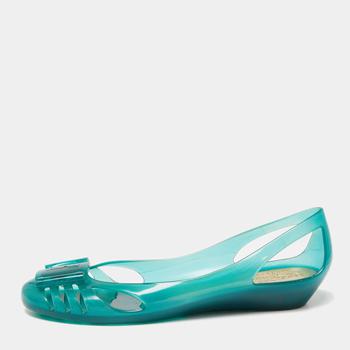 菲拉格慕芭蕾鞋, [二手商品] Salvatore Ferragamo | Salvatore Ferragamo Green Rubber Ballet Flats Size 37.5商品图片 6.7折