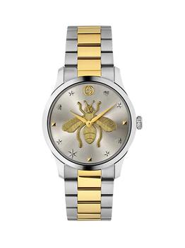 推荐G-Timeless Stainless Steel & Yellow Gold PVD Bee Motif Watch商品