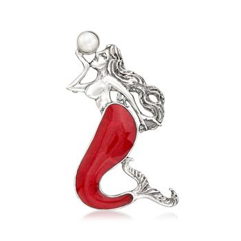 商品Ross-Simons | Ross-Simons Red Coral Mermaid Pin/Pendant With Cultured Pearl in Sterling Silver,商家Premium Outlets,价格¥1201图片