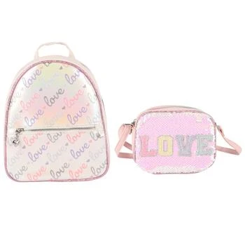 OMG! Accessories | Love glittery mini backpack and crossbody set in pink and white,商家BAMBINIFASHION,价格¥787