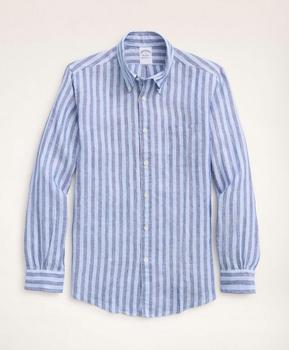 布克兄弟 衬衫, Brooks Brothers | Regent Regular-Fit Sport Shirt, Irish Linen Wide Stripe商品图片 4.2折