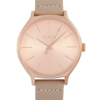 推荐Nixon Clique Leather Rose Gold/Gray Stainless Steel 38mm Watch A1250-2239商品