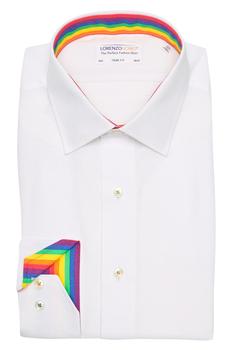 Lorenzo Uomo, Lorenzo Uomo | Solid Textured Dress Shirt with Rainbow Trim商品图片 3.9折