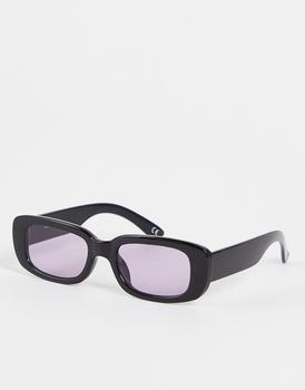 ASOS | ASOS DESIGN mid rectangle sunglasses with purple lens in black - BLACK商品图片,6.2折×额外9.5折, 额外九五折