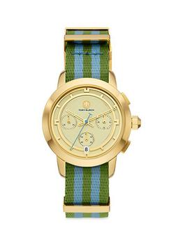 推荐Tory Goldtone Stainless Steel & Fabric Chronograph Watch商品