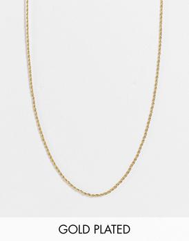 商品ASOS DESIGN 14k gold plated necklace with mini rope chain design图片