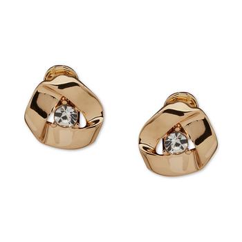 Anne Klein | Gold-Tone Crystal Knot Clip-On Earrings商品图片,