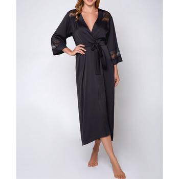商品iCollection | Women's Silky Stretch Satin Long Robe with Lace Trims,商家Macy's,价格¥880图片