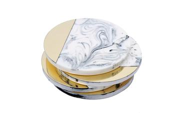 商品Classic Touch Decor | Set of 4 Marble Shaded Wine Coasters,商家Premium Outlets,价格¥285图片