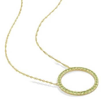 Mimi & Max | Mimi & Max 1 3/8ct TGW Peridot Open Circle Pendant with Chain in 10k Yellow Gold,商家Premium Outlets,价格¥2338