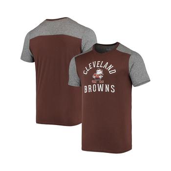 Majestic衣服, Majestic | Men's Threads Brown, Heathered Gray Cleveland Browns Gridiron Classics Field Goal Slub T-shirt商品图片 7.4折