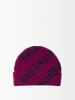 巴黎世家帽子价格, Balenciaga | Logo-jacquard wool-blend beanie hat商品图片 