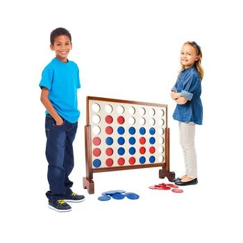 Trademark Global | Hey Play 4-In-A-Row - Giant Classic Wooden Game For Indoor And Outdoor Play, 2 Player Strategy And Skill Fun Backyard Lawn Toy For Kids And Adults 