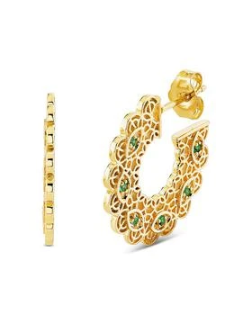 Sydney Evan | Wicked x Sydney Evan 14K Yellow Gold Emerald Filigree Hoop Earrings,商家Bloomingdale's,价格¥17319