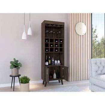 Depot E-Shop | DEPOT E-SHOP Harvey Bar Cabinet, Twelve Wine Cubbbies, Two-Door Cabinet, Two Shelves- Dark Walnut, For Living Room,商家Premium Outlets,价格¥1683