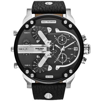 diesel手表北京, Diesel | Men's Chronograph Mr. Daddy 2.0 Black Leather Strap Watch 66x57mm DZ7313商品图片 