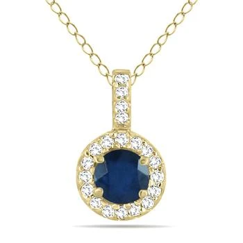 SSELECTS | 1/2 Carat Tw Halo Sapphire And Diamond Pendant In 10K,商家Premium Outlets,价格¥2082