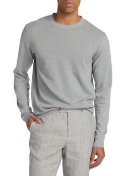 Saks Fifth Avenue | Micro Grid Cotton Sweater商品图片,2.5折