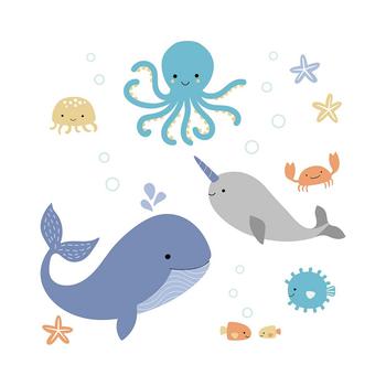 商品Bedtime Originals | Whales Tale Nautical/Ocean Animals Nursery/Kids Wall Decals,商家Macy's,价格¥116图片