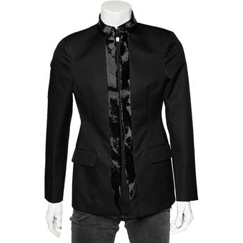 推荐Roberto Cavalli Black Wool Embellished Trimmed Buttoned Jacket M商品
