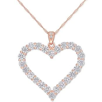 Macy's | Lab-Grown Moissanite Heart 18" Pendant Necklace (2-2/5 ct. t.w.) in 18k Rose Gold-Plated Sterling Silver,商家Macy's,价格¥2189